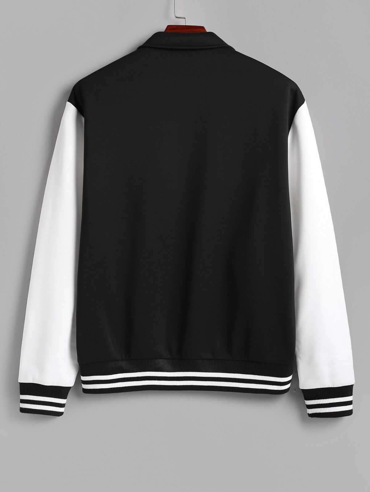 Men's Colorblock Tiger Letter Embroidered Stand Collar Fluffy Fleece-lined Baseball Jacket