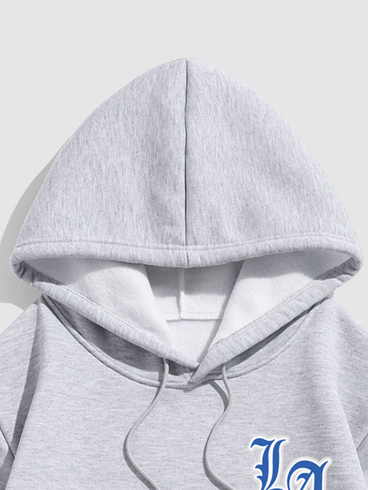 Men's Casual LA Letter Pattern Fuzzy Fleece-lined Kangaroo Pocket Design Pullover Hoodie