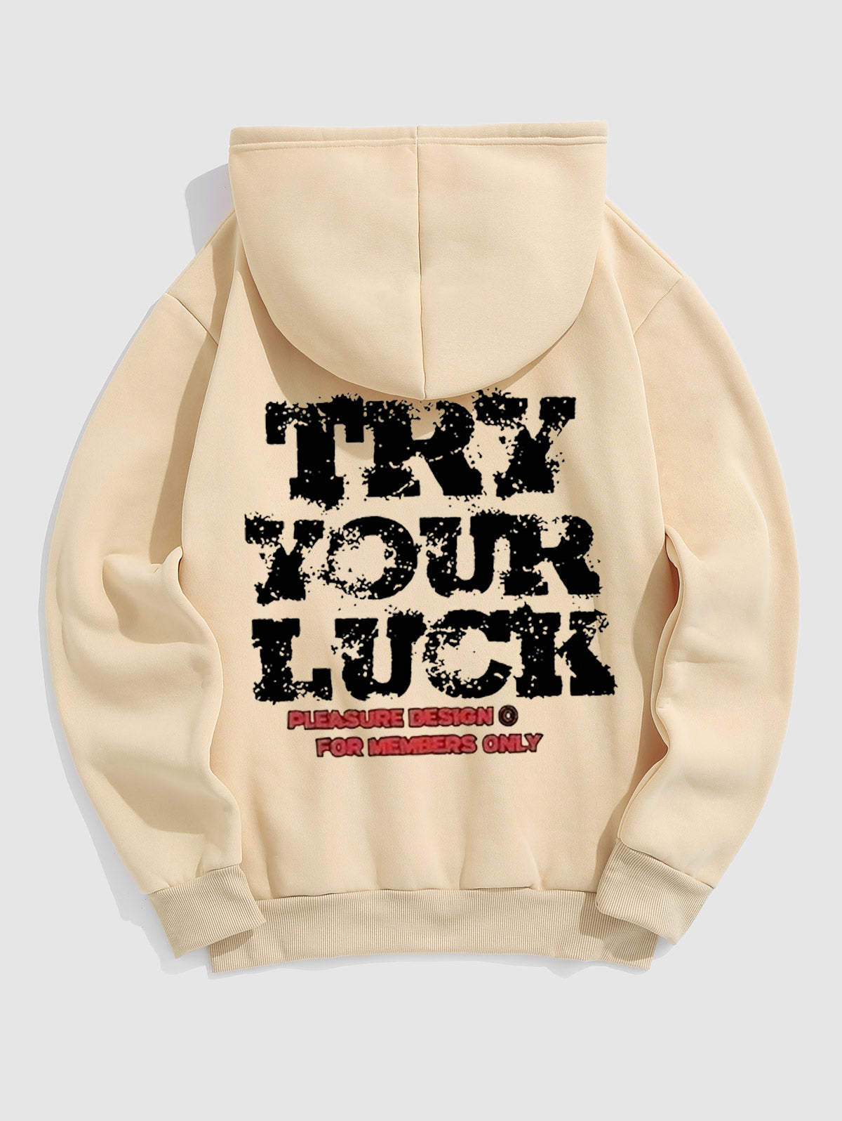 Men's Dice Letter Pattern Fuzzy Fleece-lined Kangaroo Pocket Design Pullover Hoodie