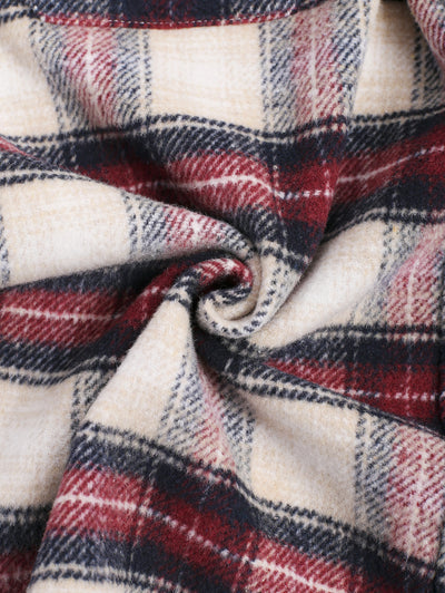 Men's Casual Plaid Pattern Fluffy Fleece Pocket Design Single-breasted Shacket