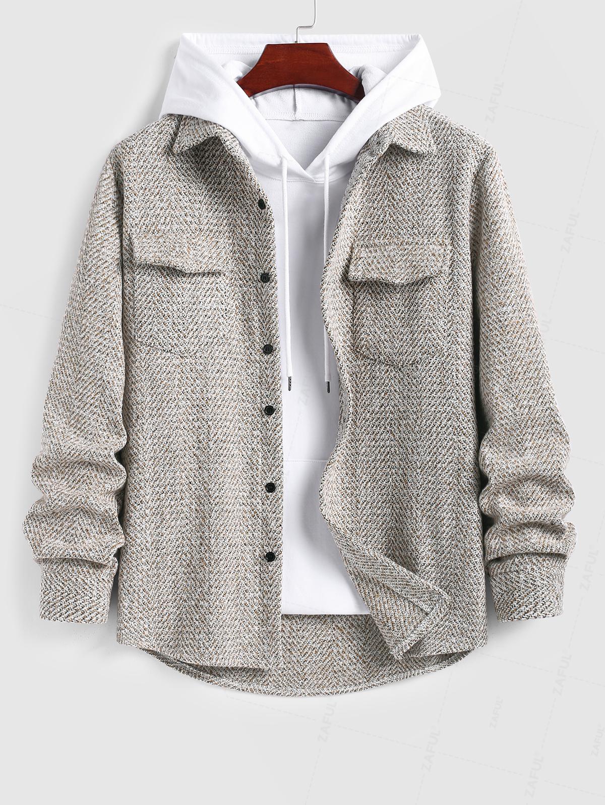 Men's Tweed Flap Pocket Design Single-breasted Jacket