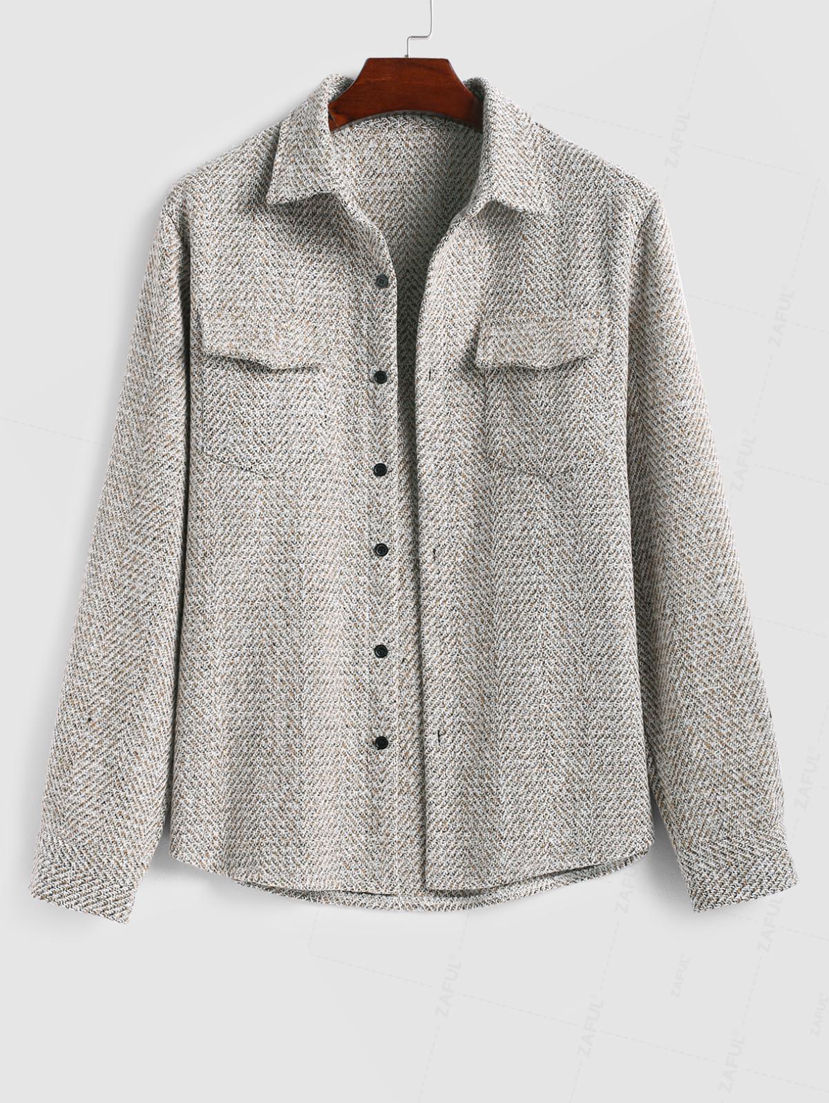 Men's Tweed Flap Pocket Design Single-breasted Jacket