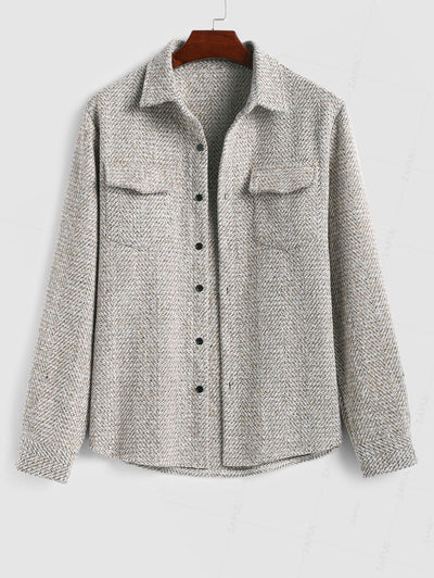 Men's Tweed Flap Pocket Design Single-breasted Jacket