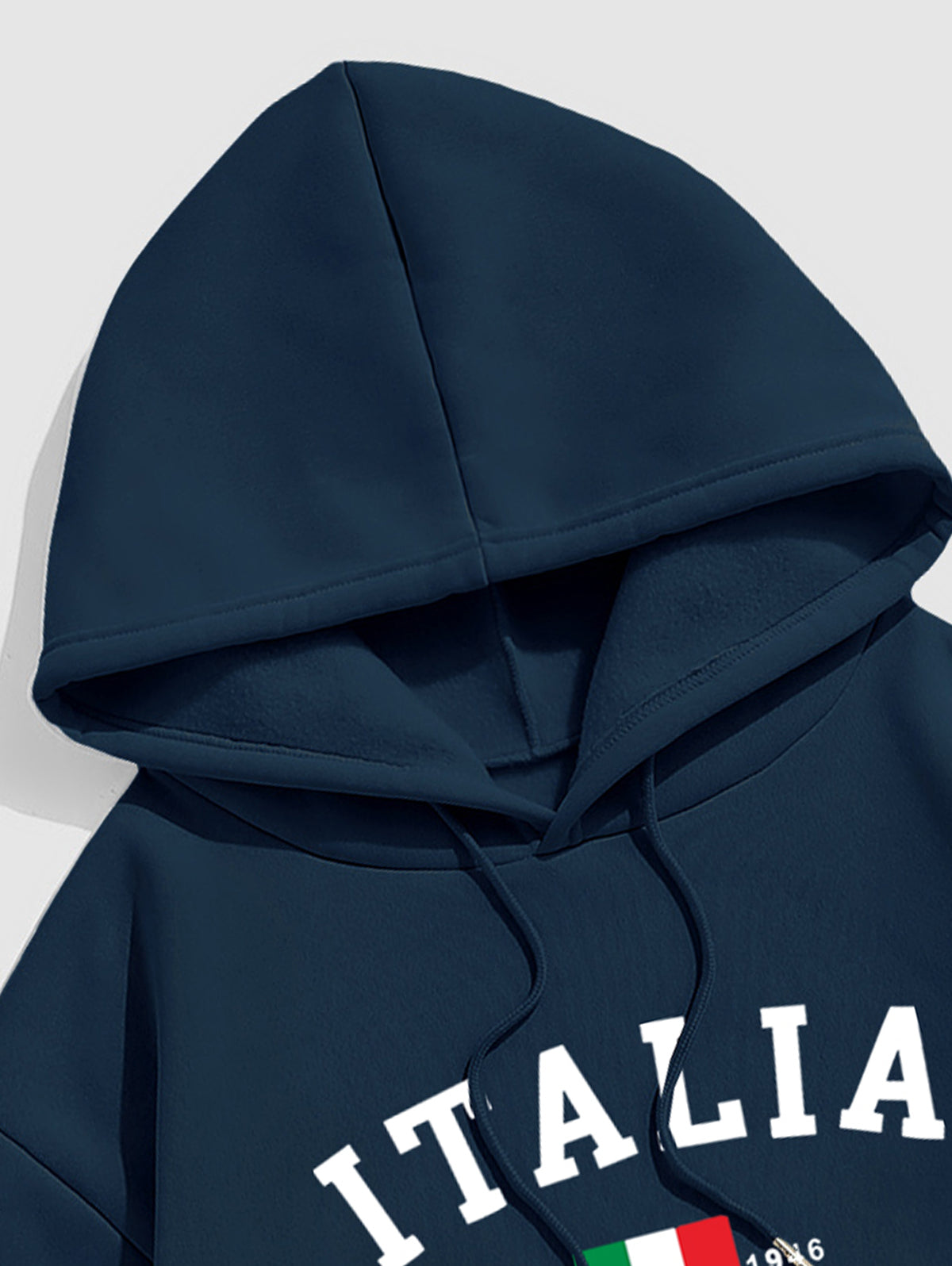 Men's ITALIA Flag Pattern Fuzzy Fleece-lined Kangaroo Pocket Design Pullover Hoodie Kosyway