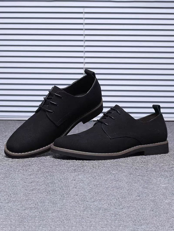 Men's Casual Business Solid Color Low Top Lace Up Front Shoes