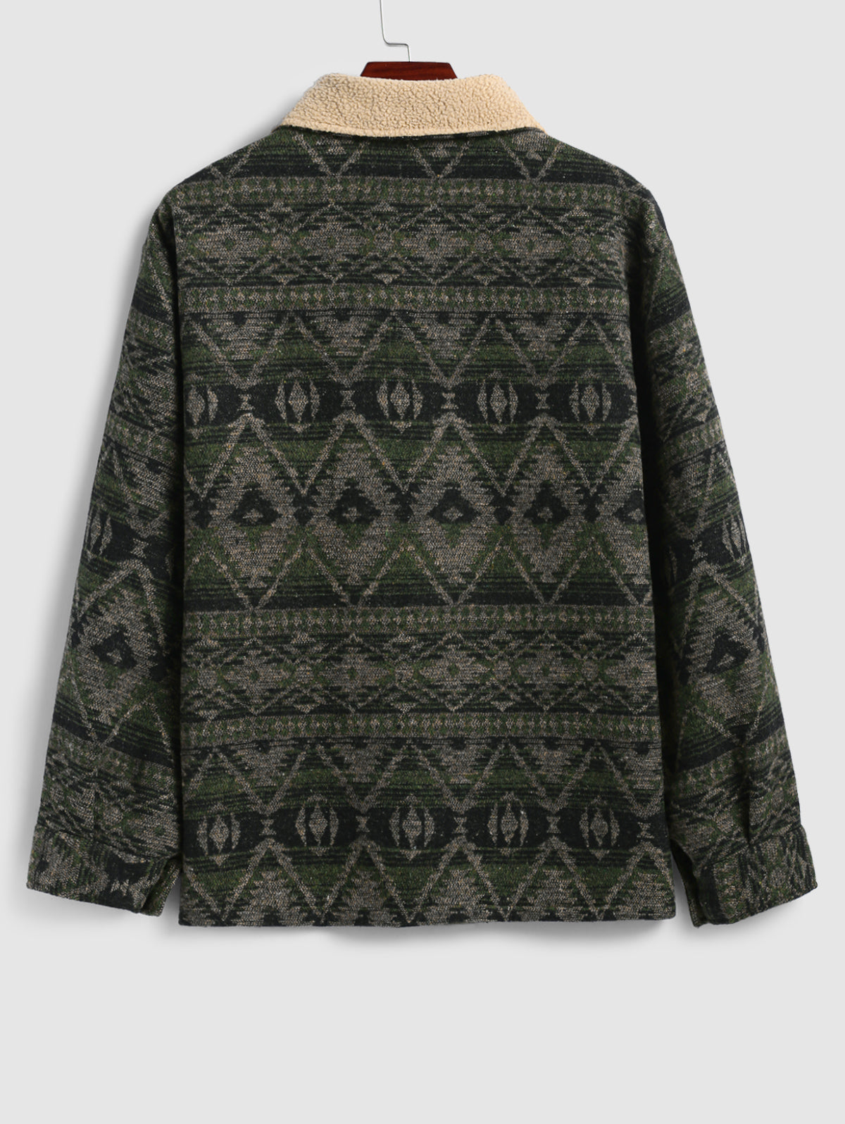 Men's Casual Ethnic Pattern Single-breasted Woolen Jacket Kosyway