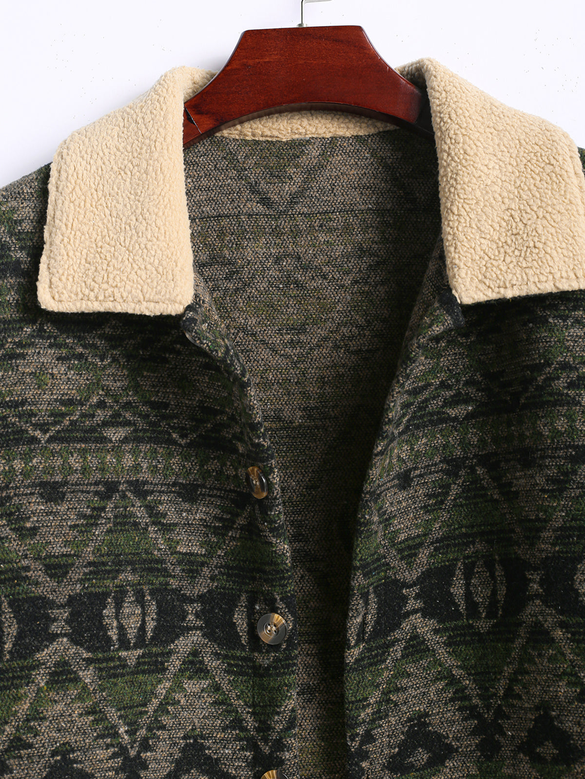 Men's Casual Ethnic Pattern Single-breasted Woolen Jacket Kosyway