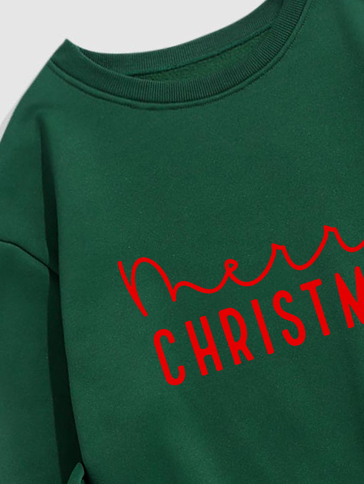 Men's Letter Merry Christmas Printed Fuzzy Fleece-lined Crew Neck Pullover Sweatshirt