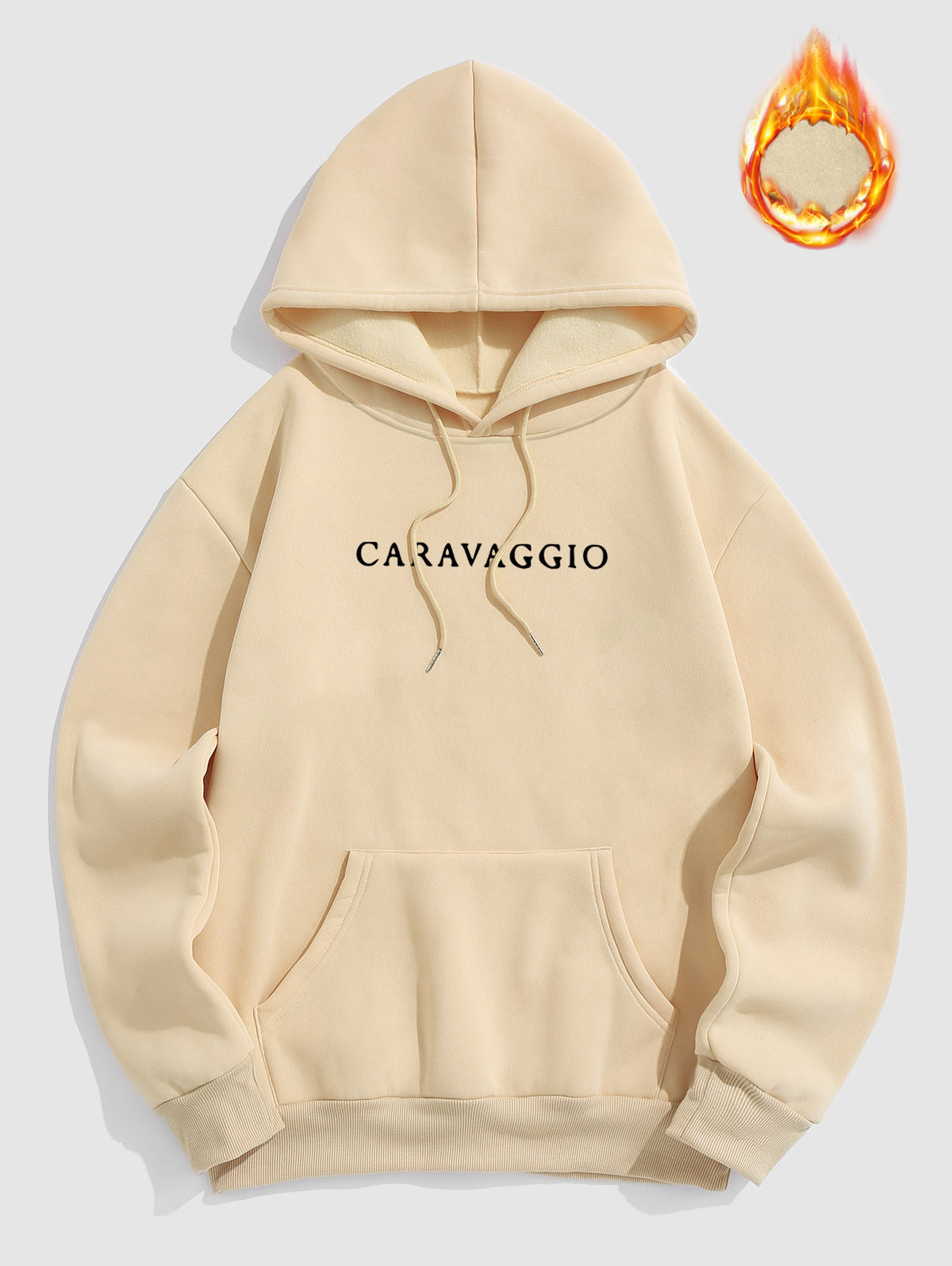 Men's Caravaggio Painting Printed Fuzzy Fleece-lined Kangaroo Pocket Design Pullover Hoodie Kosyway