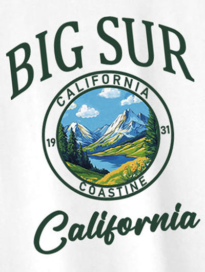 Men's Big Sur California Coastline Landscape Graphic Printed Crew Neck Short Sleeves T-shirt