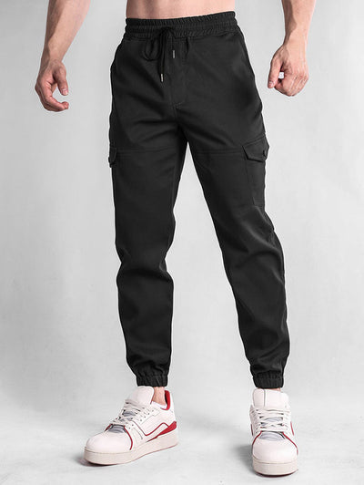 Men's Casual Streetwear Pockets Design Drawstring Beam Feet Cargo Pants