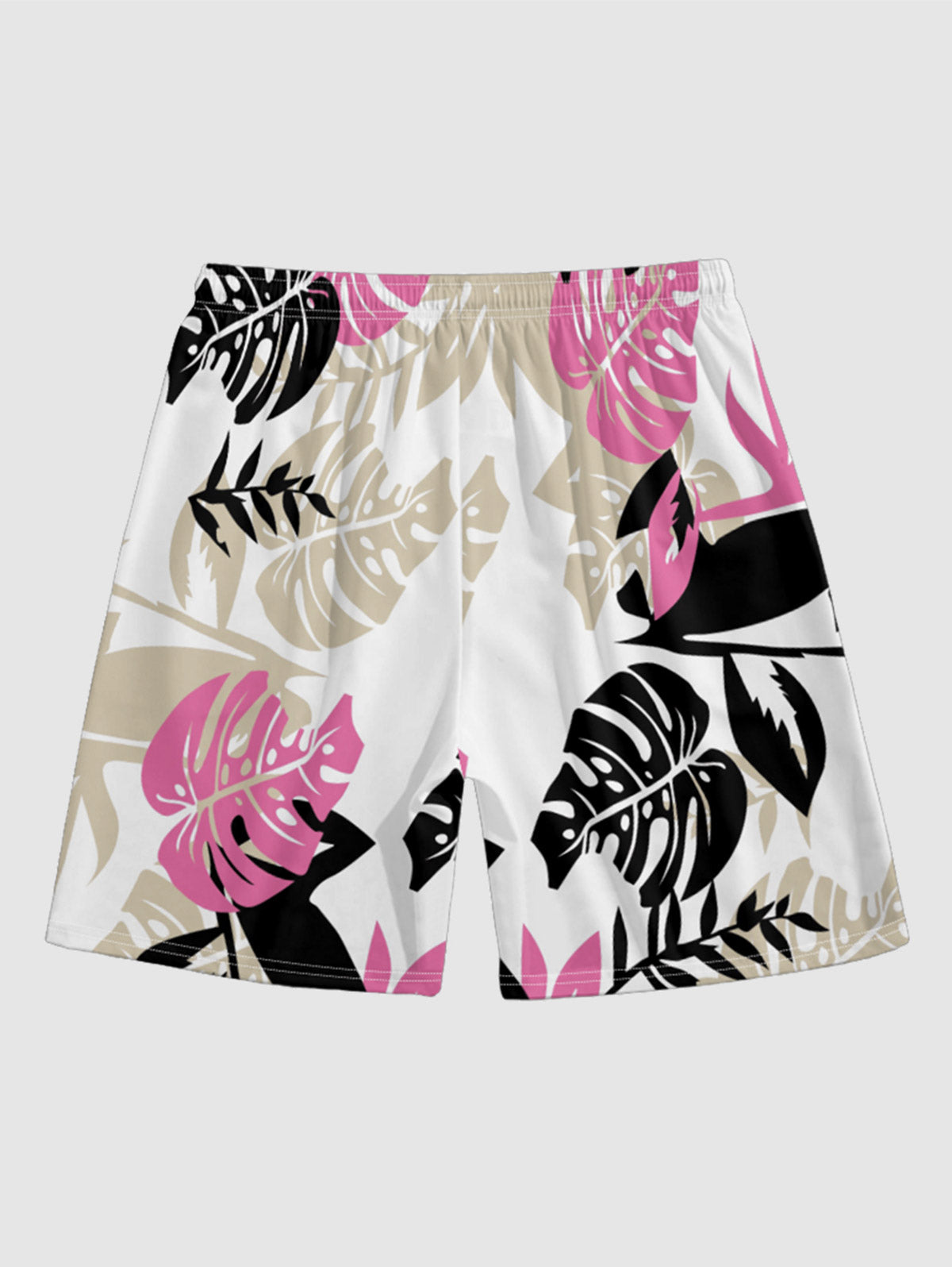 Men's Casual Hawaiian Leaves Print Drawstring Shorts