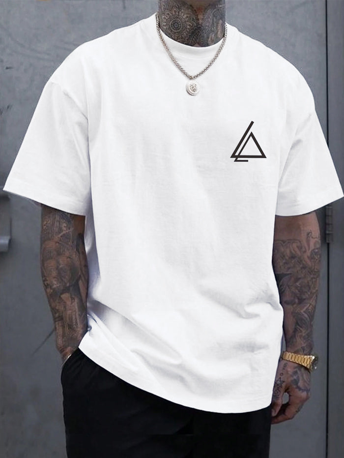 Men's Casual Triangle Printed Crew Neck Short Sleeves T-shirt