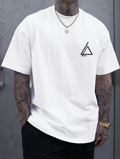 Men's Casual Triangle Printed Crew Neck Short Sleeves T-shirt