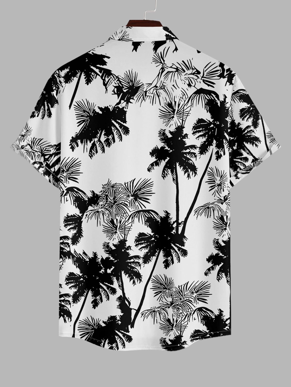 Men's Palm Tree Leaves Printed Button Up Casual Vacation Short Sleeves Shirt