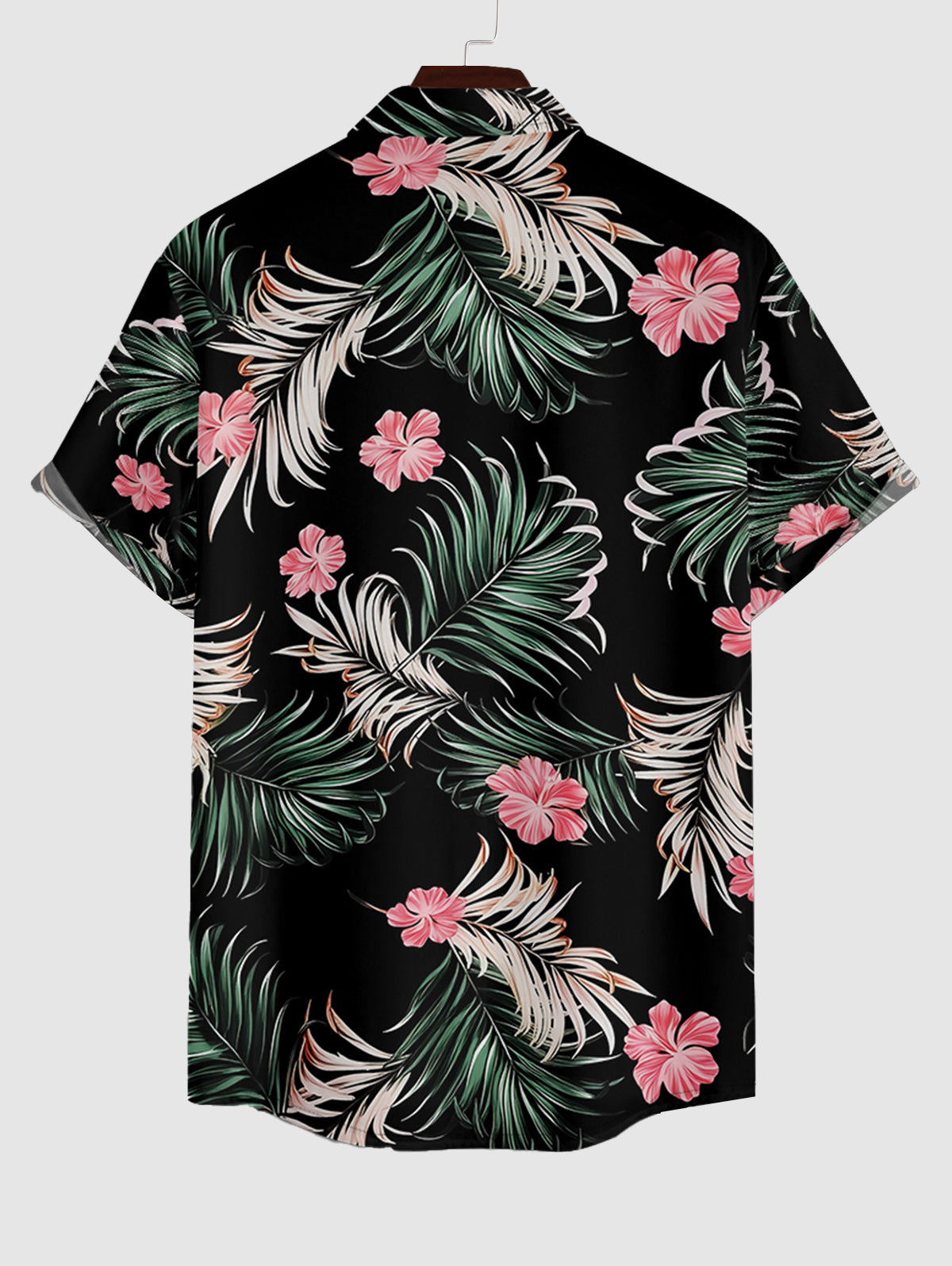 Men's Floral Tropical Print Button Up Casual Vacation Short Sleeves Shirt