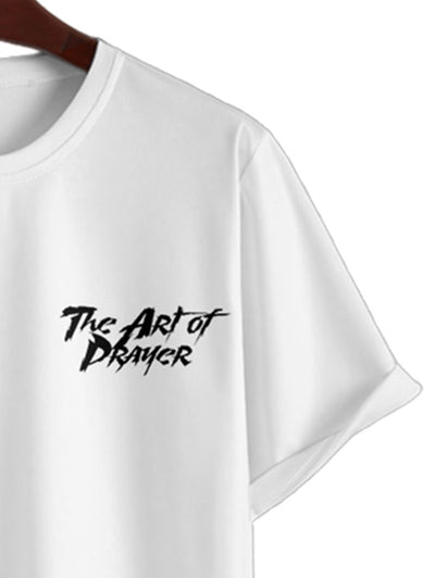 Men's The Art Of Prayer Letter Graphic Printed Crew Neck Short Sleeves T-shirt