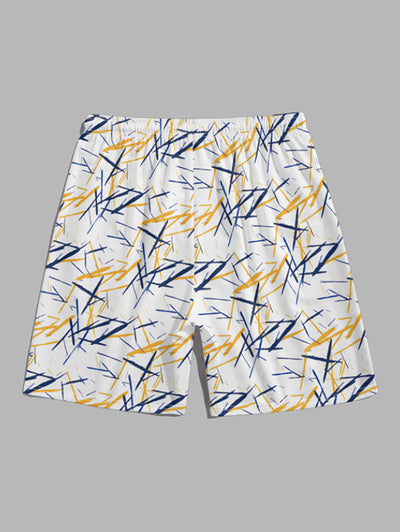 Men's Random Crisscross Lines Pattern Printed Drawstring Casual Shorts