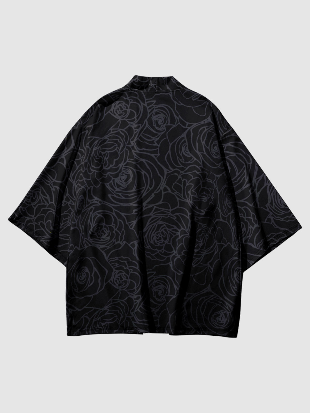 Men's Casual Floral Rose Printed Open Front Kimono