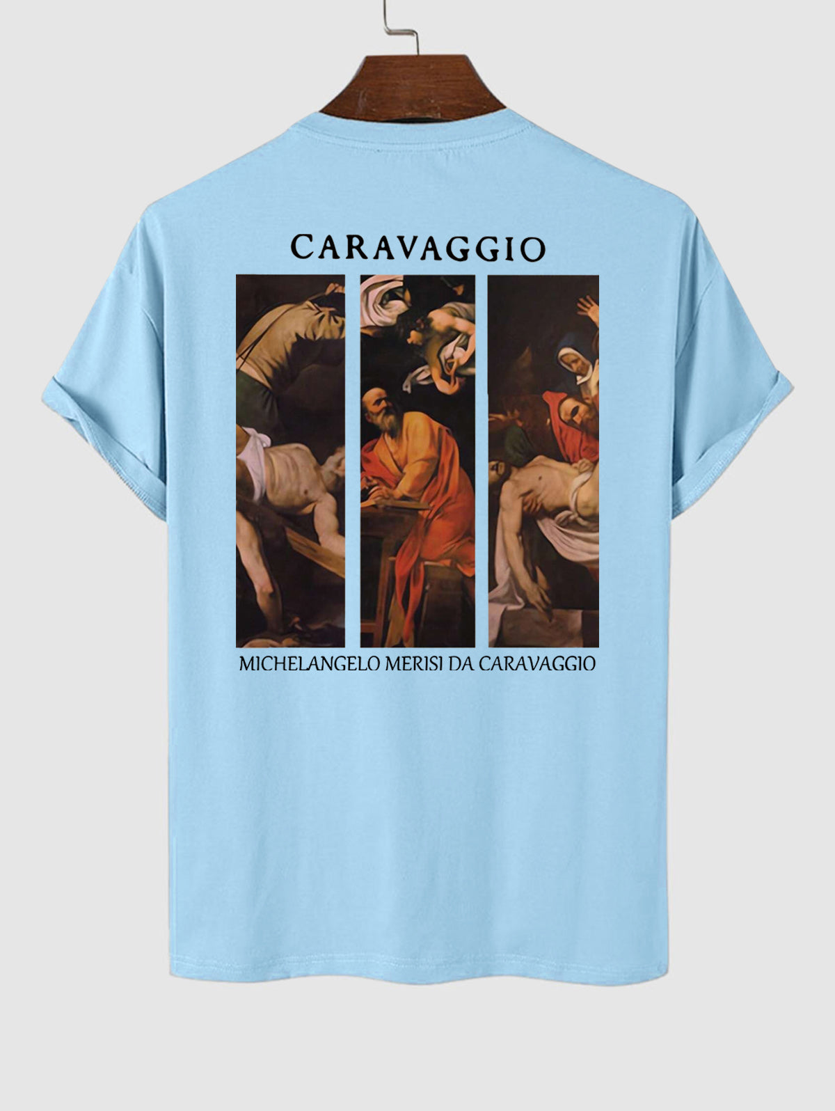 Men's Caravaggio Painting Printed Crew Neck Short Sleeves T-shirt