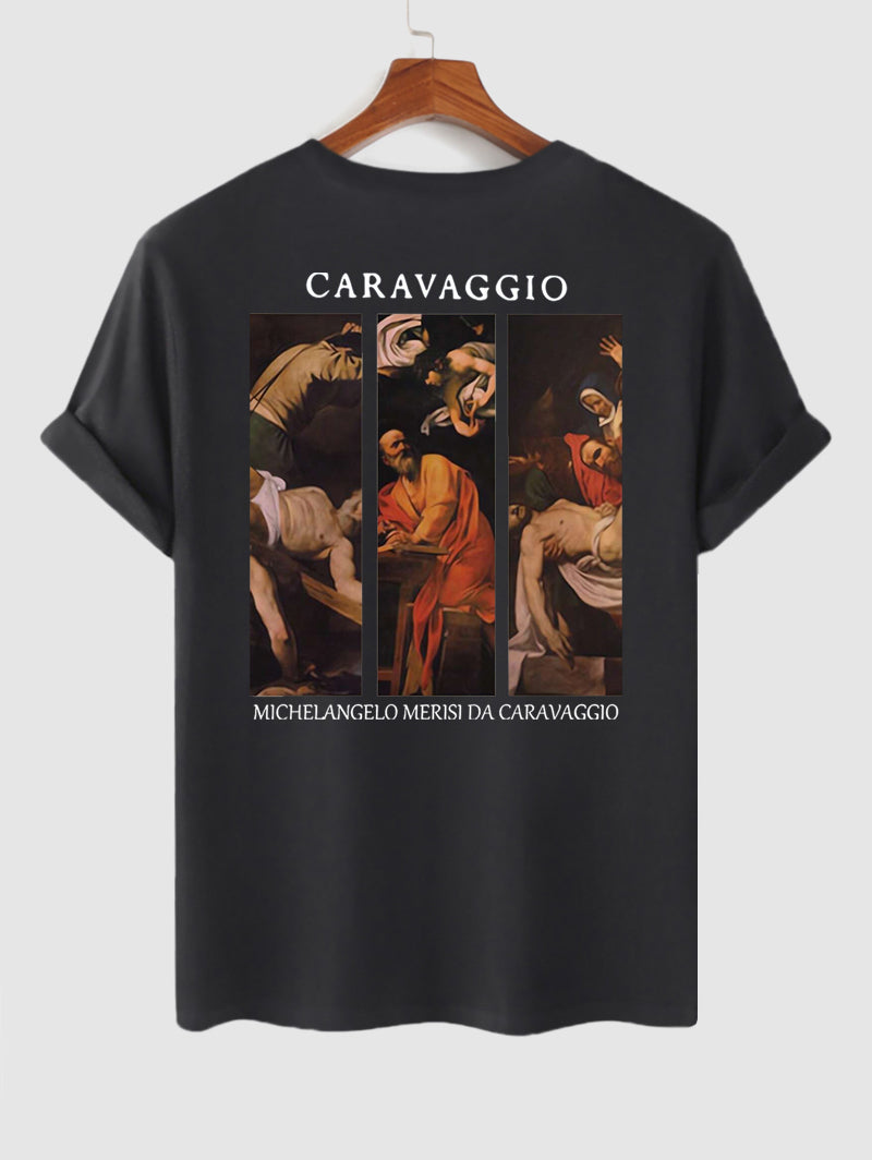 Men's Caravaggio Painting Printed Crew Neck Short Sleeves T-shirt