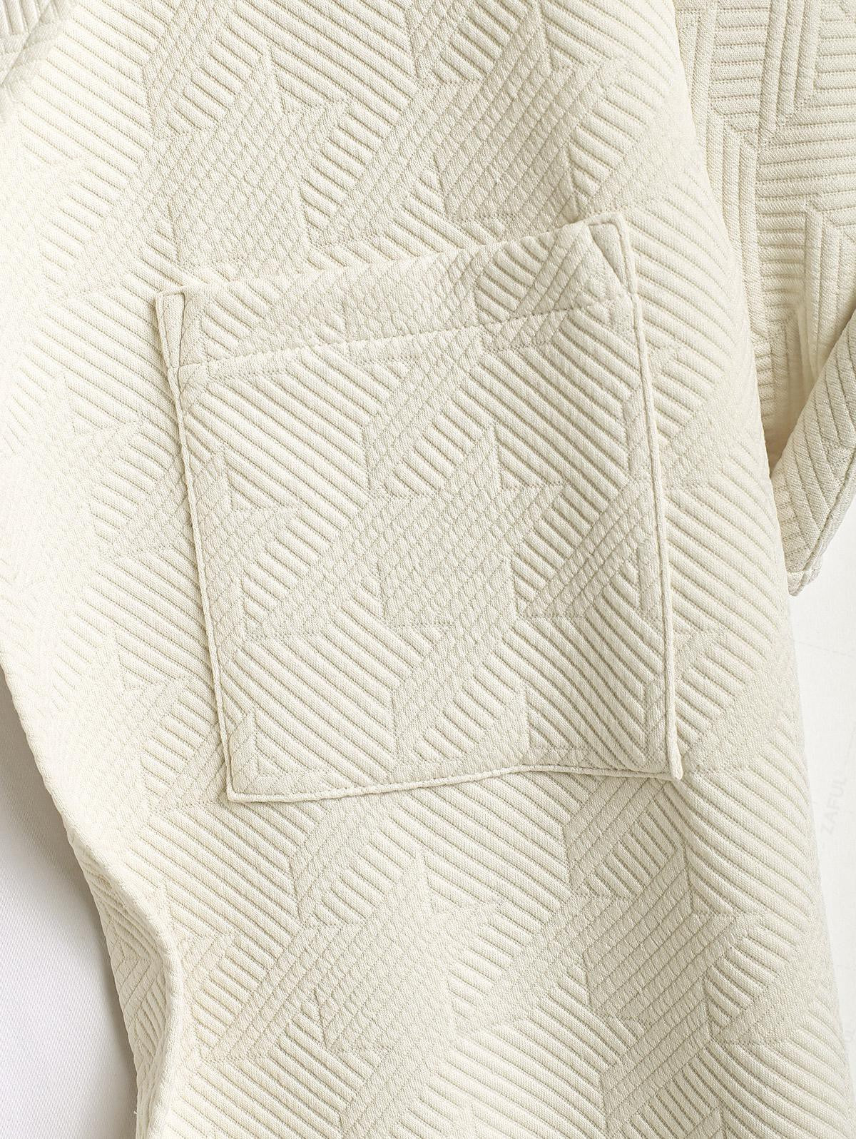 Men's Casual Embossed Textured Pocket Design Camp Collar Button Up Short Sleeves Shirt And Drawstring Straight Leg Pants Set