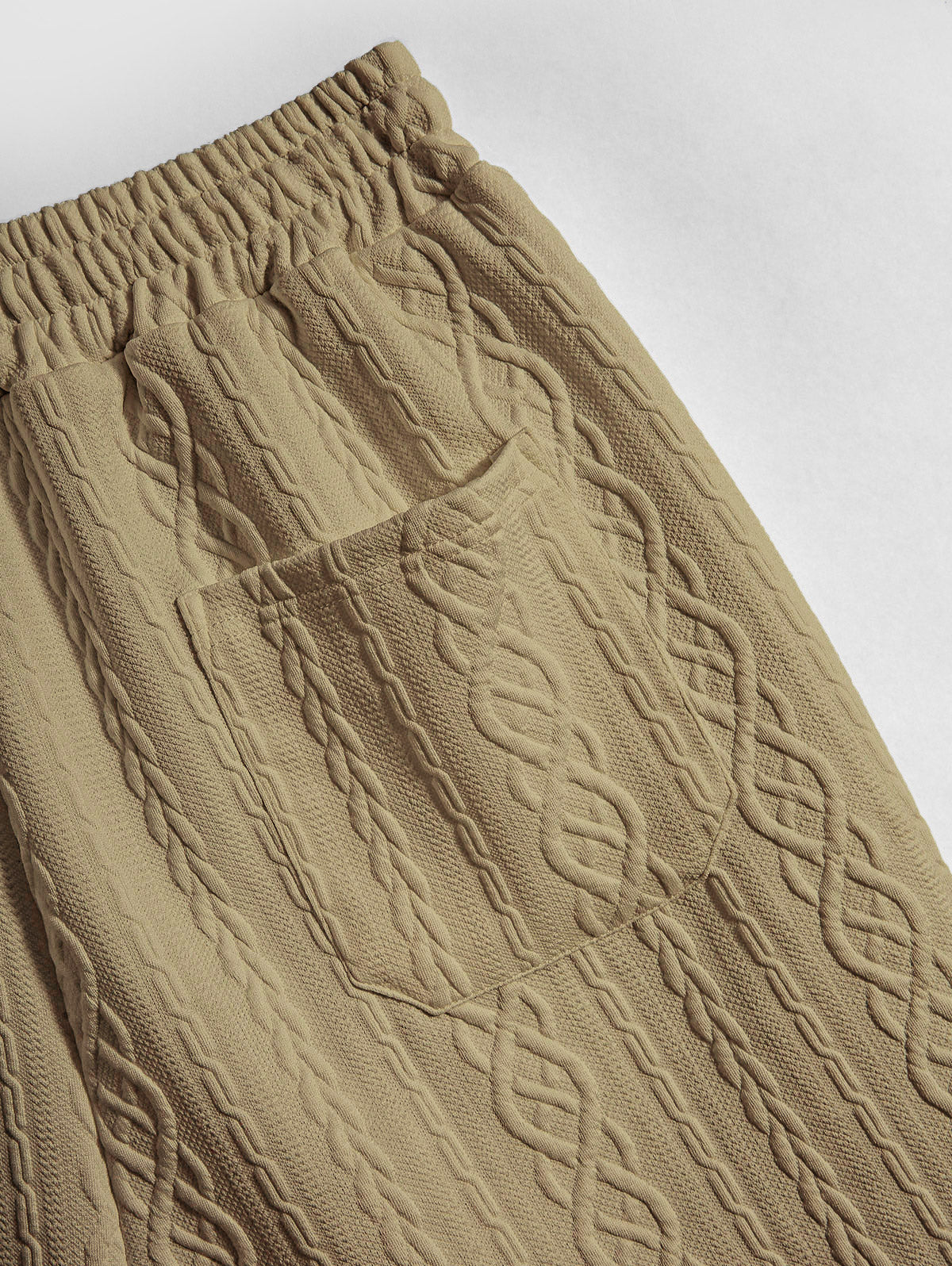 Men's Solid Color Cable Knit Jacquard Textured Drawstring Casual Shorts