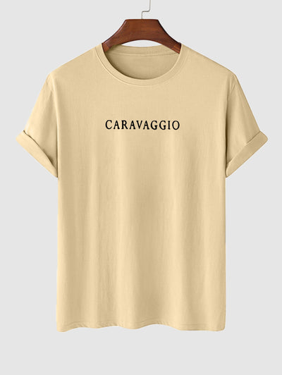Men's Caravaggio Painting Printed Crew Neck Short Sleeves T-shirt And Drawstring Casual Shorts Set