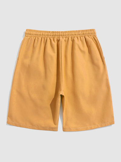 Mens Solid Color Quick Dry Basic Casual Shorts