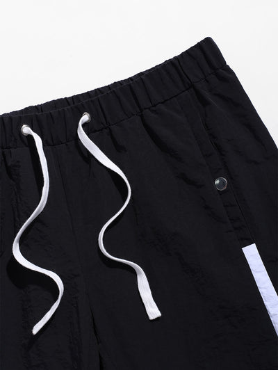 Men's Contrast Color Pockets Drawstring Cargo Shorts