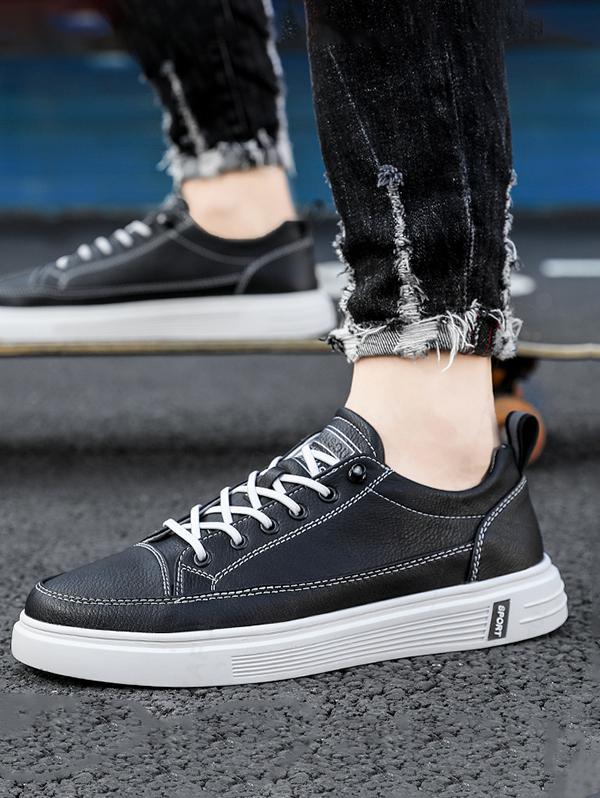 Topstitching Lace Up Front Skate Shoes