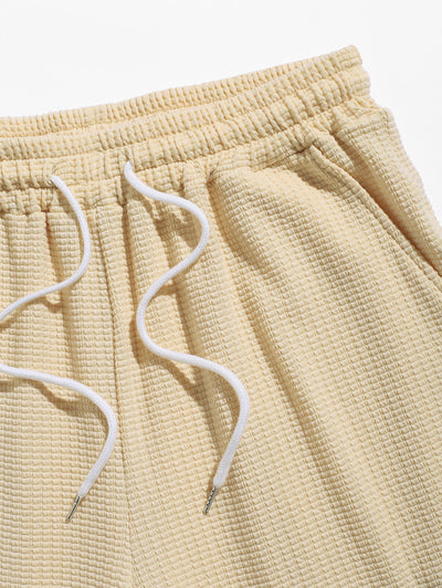Men's Casual Jacquard Textured Patch Design Drawstring Shorts