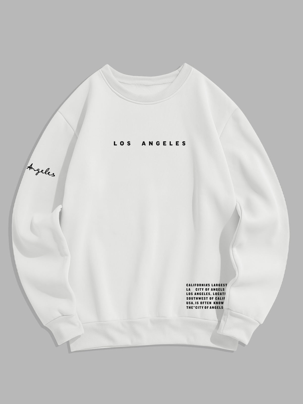 Men's LOS ANGELES Letter Printed Fleece-lined Crew Neck Sweatshirt Set