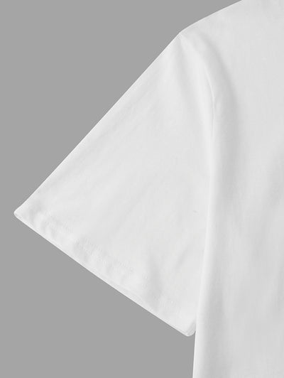 Men's SHELL YEAH Letter Turtle Printed Crew Neck Short Sleeves T-shirt