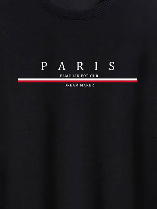 Men's PARIS Letter Graphic Printed Crew Neck Pullover Sweatshirt Set