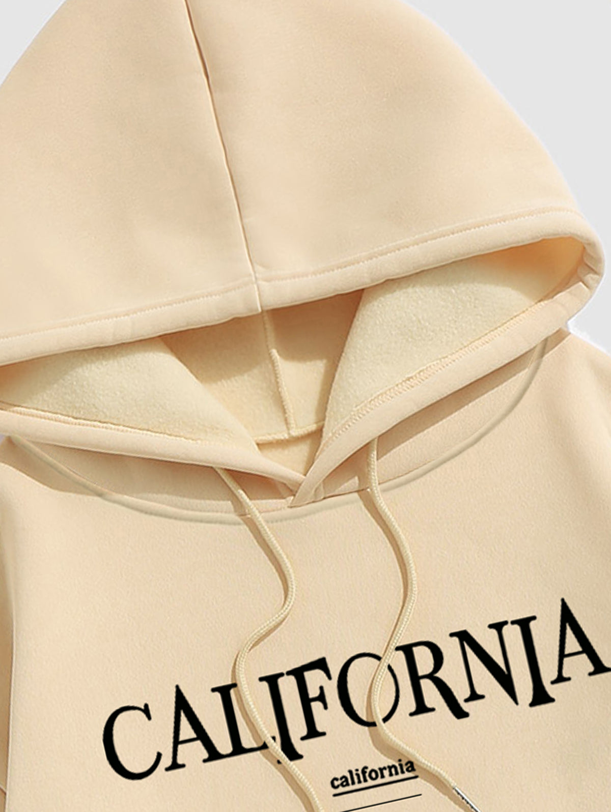 Men's Casual Letter California Pattern Fuzzy Fleece-lined Kangaroo Pocket Design Pullover Hoodie Set