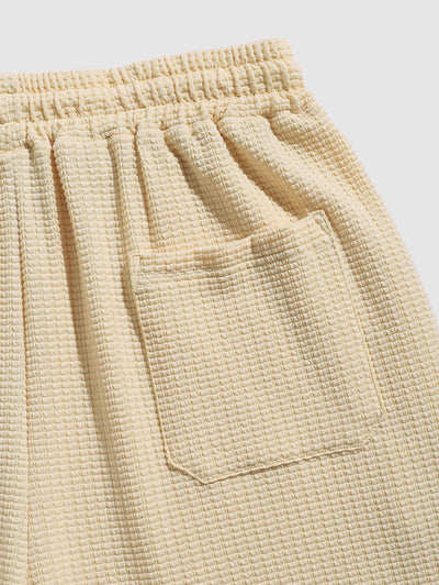 Men's Casual Jacquard Textured Patch Design Drawstring Shorts