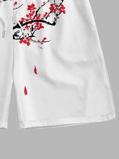 Men's Casual Floral Printed Drawstring Beach Vacation Shorts