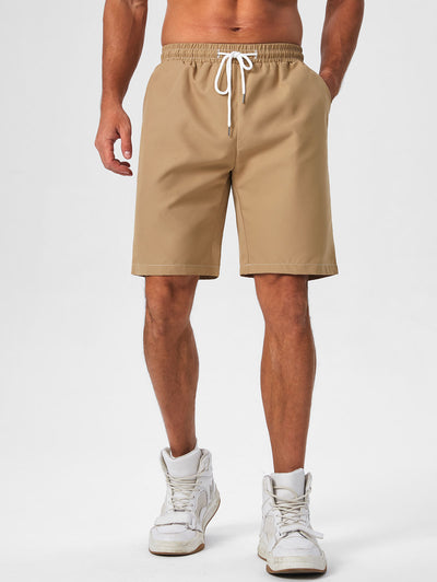 Men's Jacquard Textured Polo Collar Half Buttoned Short Sleeves T-shirt And Drawstring Casual Shorts Set