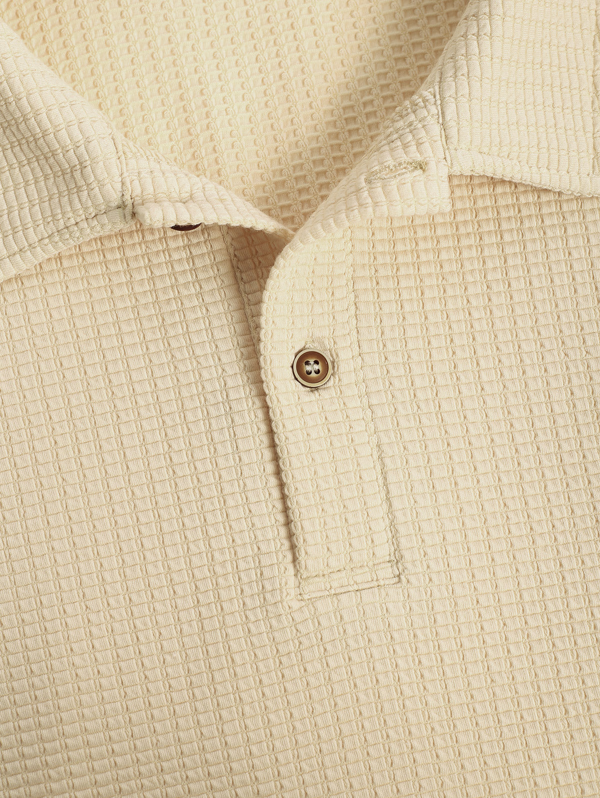 Men's Casual Jacquard Textured Polo Collar Half Buttoned Short Sleeves T-shirt