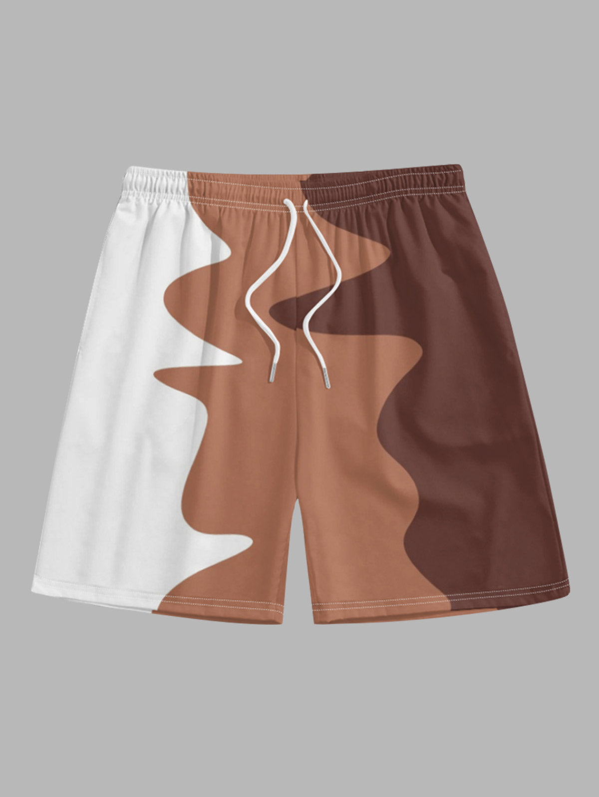 Men's Casual Colorblock Button Up Short Sleeves Shirt And Drawstring Shorts Sets