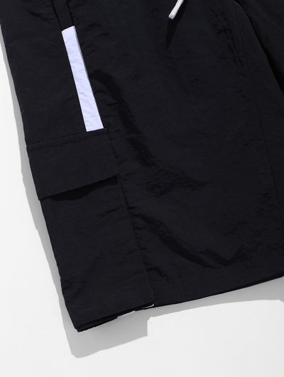 Men's Contrast Color Pockets Drawstring Cargo Shorts