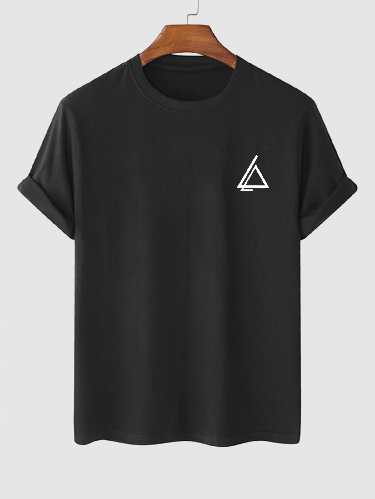 Men's Casual Triangle Printed Crew Neck Short Sleeves T-shirt