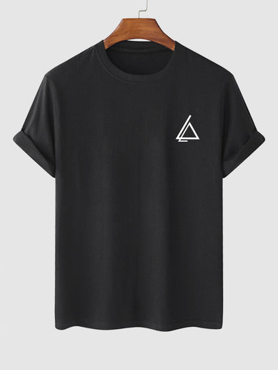 Men's Casual Triangle Printed Crew Neck Short Sleeves T-shirt