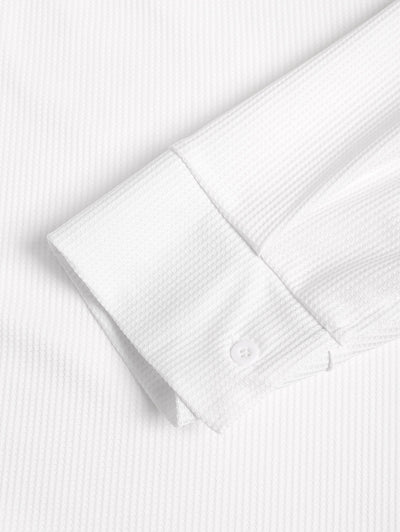 Men's Casual Minimalist Style Solid Color Textured Button Up Long Sleeve Shirt And Cotton and Linen Straight Leg Pants Sets