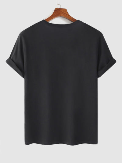 Men's SHELL YEAH Letter Turtle Printed Crew Neck Short Sleeves T-shirt