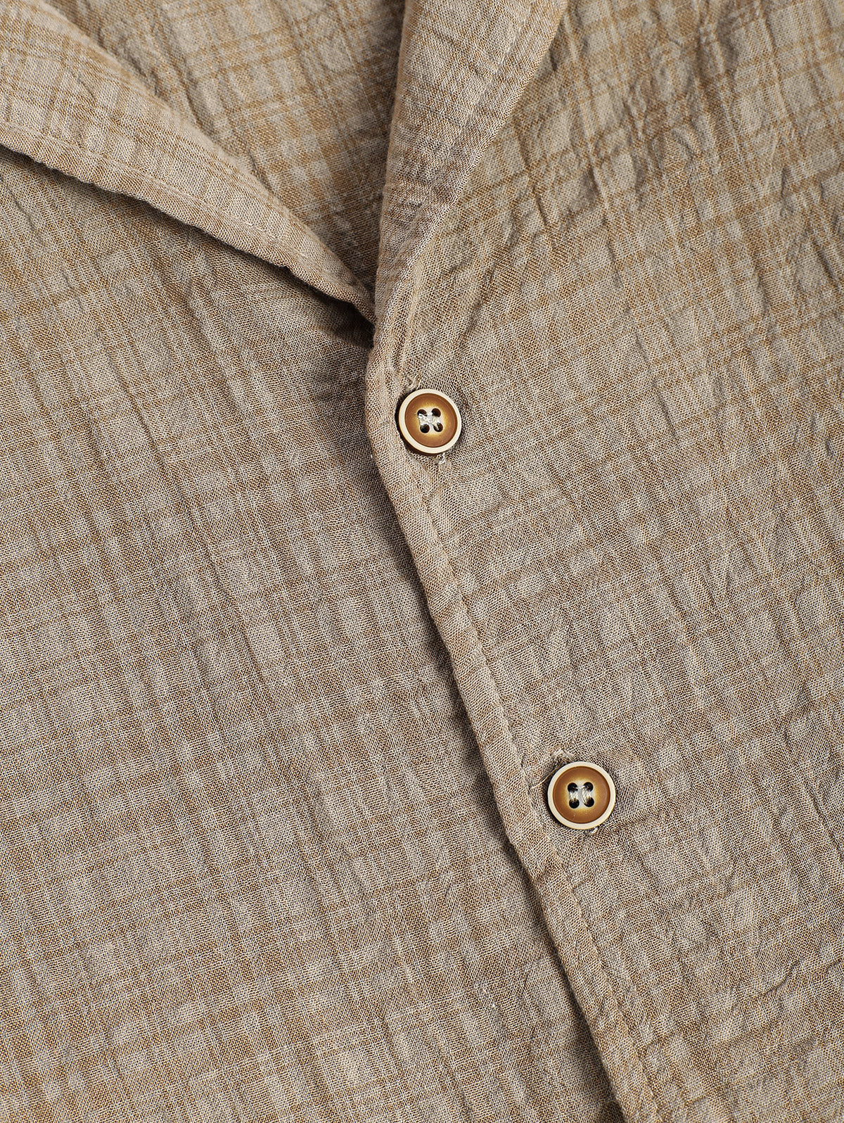Men's Cotton And Linen Textured Grid Camp Collar Button Up Short Sleeves Shirt And Drawstring Casual Shorts Set