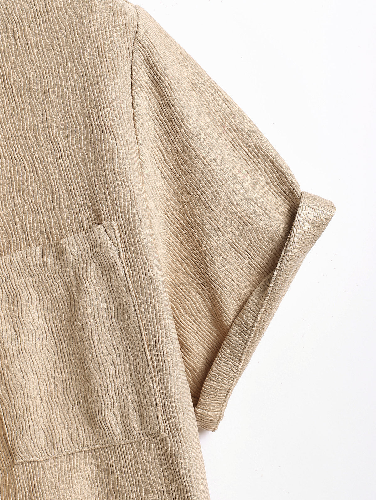 Men's Casual Bark Wrinkle Textured Front Pocket Button Up Short Sleeves Shirt And Drawstring Shorts Set
