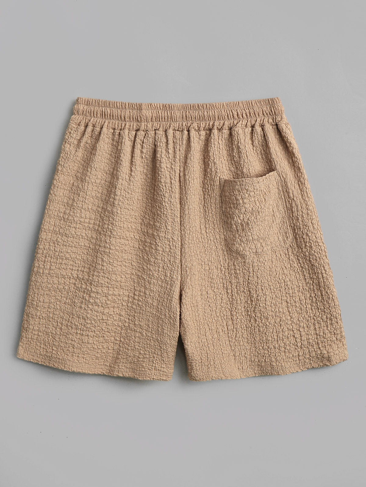 Men's Jacquard Textured Patch Design Camp Collar Button Up Short Sleeves Shirt And Drawstring Casual Shorts Set