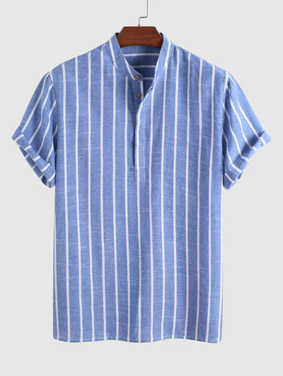 Half Buttoned Casual Striped Office Shirt Kosyway